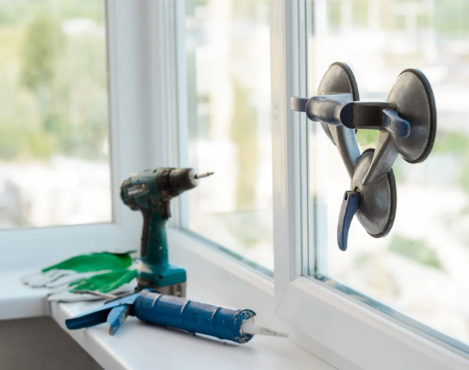 Glazing tools on a windowsill